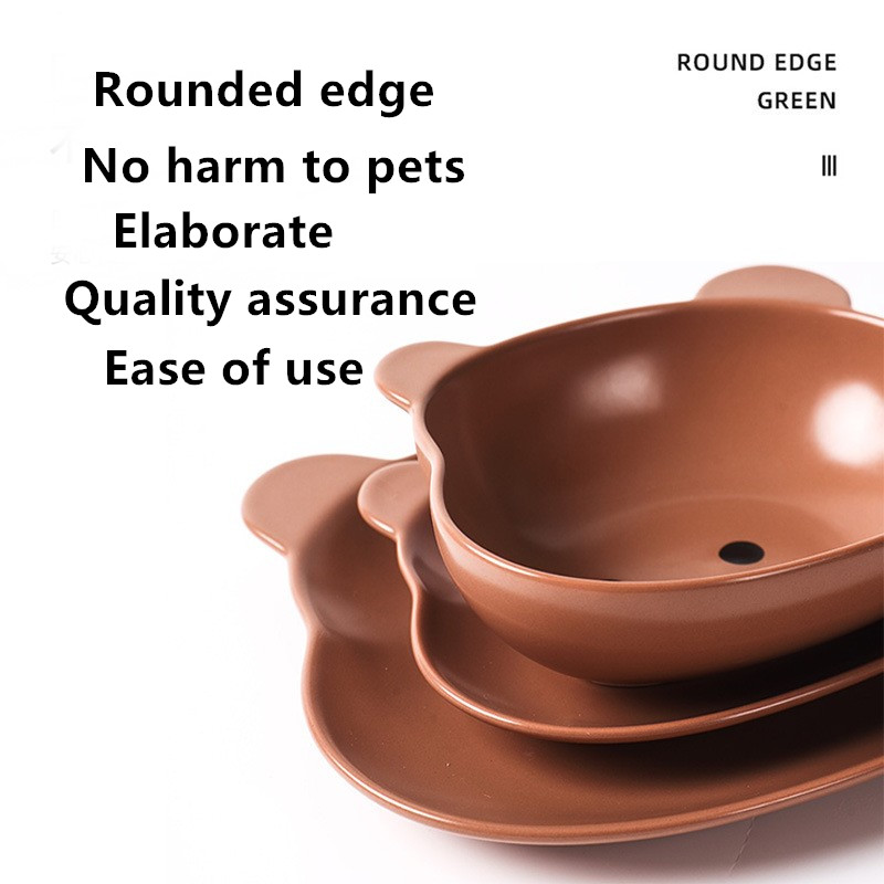 Cat bowl ceramic dog bowl bear bowl cute anti-overturning cat plate rice bowl cat food bowl