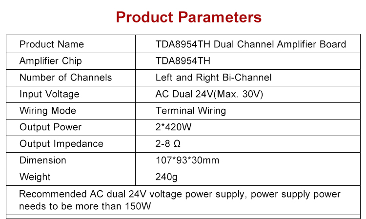 2.0 Channels Private Mold XH-M252 TDA8954TH Dual Chip 420W*2 Class-D Digital Audio Amplifier Board