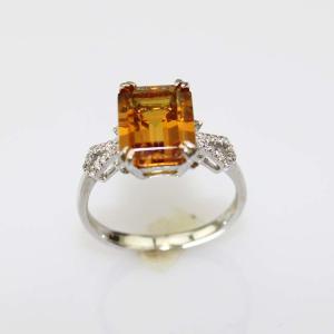China Design Jewelry 925 Silver with 8x10mm Citrine Cubic Zircon Ring (R214) factory