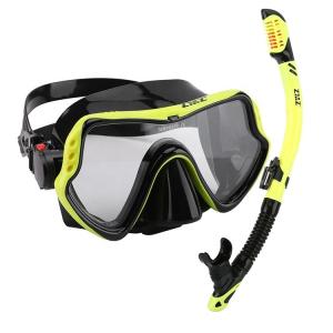 China Dive Snorkel Tube and Goggles Adult Black Diving Set with 4.0mm Tempered Glass Lens Snorkel Mask Set factory