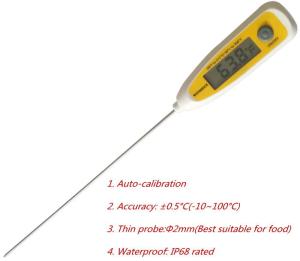 China 2mm Thin Probe IP68 Digital Instant Read Meat Thermometer factory