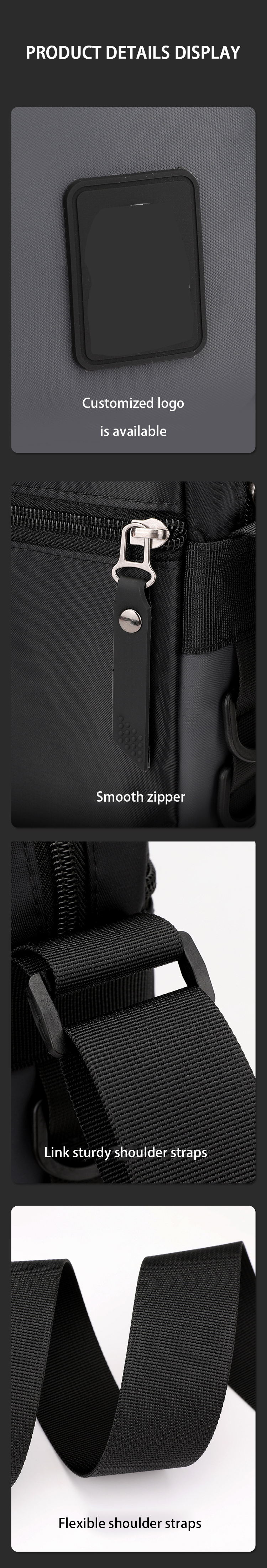Fashion Men Messenger Shoulder Bag Business Simple Portable Square Bag Waterproof