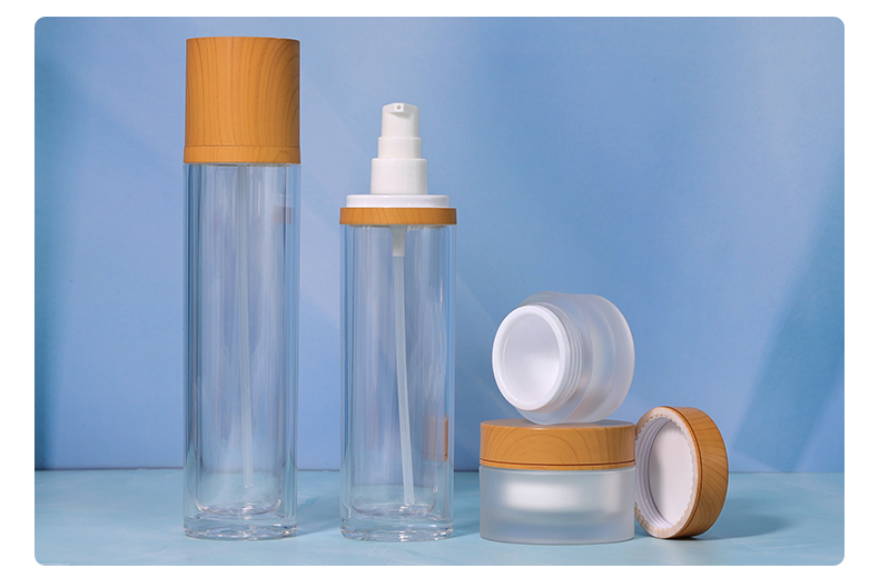 Cosmetic Acrylic Bottles 30ml 50ml 100ml 120ml Luxury Empty Perfume Bottles With Wood Cover