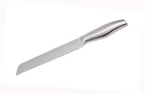 China Stainless steel serrated bread knife with hollow handle for kitchen knife factory