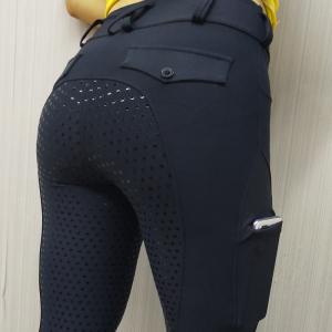 China Full Seat Silicone Horse Riding Pants / Equestrian Leggings With Phone Pocket factory