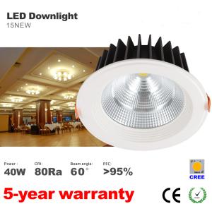 China Dimmable 40W LED Downlight High lumens CREE COB 3400LM Recessed LED Down light factory