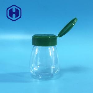 China Small Salt Pepper Round PET Empty Plastic Spice Jar 100ml Flip Top Lids 6 Holes on sale