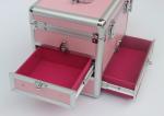 Lockable Aluminium Cosmetic Case Pink Fireproof Panel 240 * 220 * 260mm