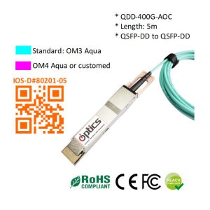 China QSFPDD-400G-AOC5M 400G QSFPDD to QSFPDD AOC (Active Optical Cable) Cables 5M aoc sfp factory