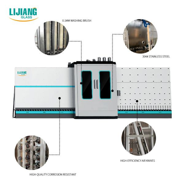 China Vertical Insulating Glass Washing And Drying Machine With Combining Table Fragments factory