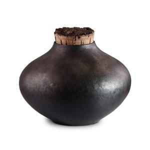 China 0.35*0.24*0.39in Tapered Natural Cork Lids Vase Ceramic Jar BSCI factory