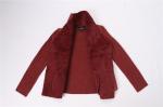 Fur Lining PU Splicing Ladies Sweater Cardigan Wine Color In Stock