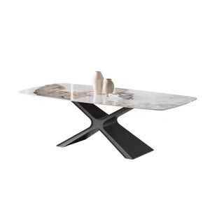 China Foshan Factory Rectangular Dining Table Set Chairs Light Luxury SINTERED STONE Table X Shape Hotel table on sale China Foshan Factory Rectangular Dining Table Set Chairs Light Luxury SINTERED STONE Table X Shape Hotel table on sale