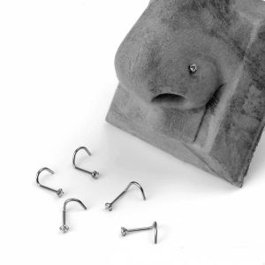 Polished Titanium Nose Jewelry Cz Nosescrew Titanium Prong