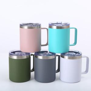 China Sleek Design Custom Logo 304 Stainless Steel Insulated Metal Drinking Cups Travel Insulated Beer Mug With Lid 360ml Comfort Grip Easy Clean factory