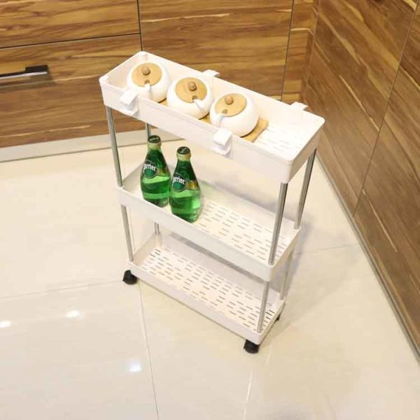 China 3 Tier Rolling Home Storage Carts Foldable Multi Purpose Slim Thickened 62*40*12.5cm factory