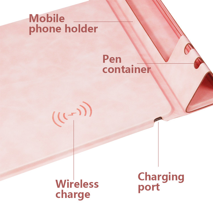 Customised High Quality Fast Charging Multifunction Foldable Pu Leather Wireless Charging Mouse Pad
