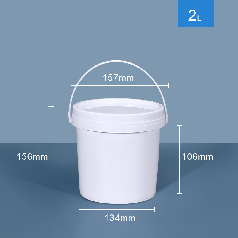 PP Plastic Bucket Iron Handle Lid for Home Food Grade Transparent White Container
