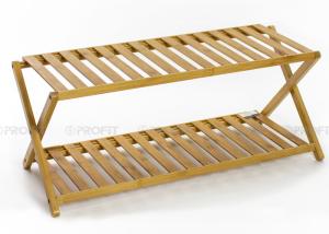 China Bamboo 30cm Height 28cm Width 2 Layer Modern Shoe Rack factory