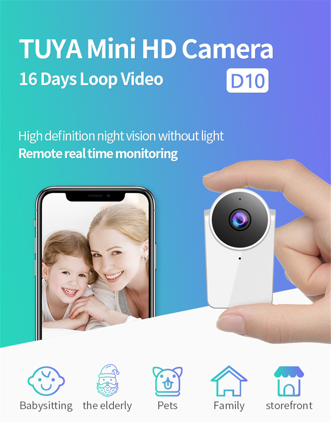 Tuya Smart Full HD Mini Wireless Camera With IR-Cut(D10)