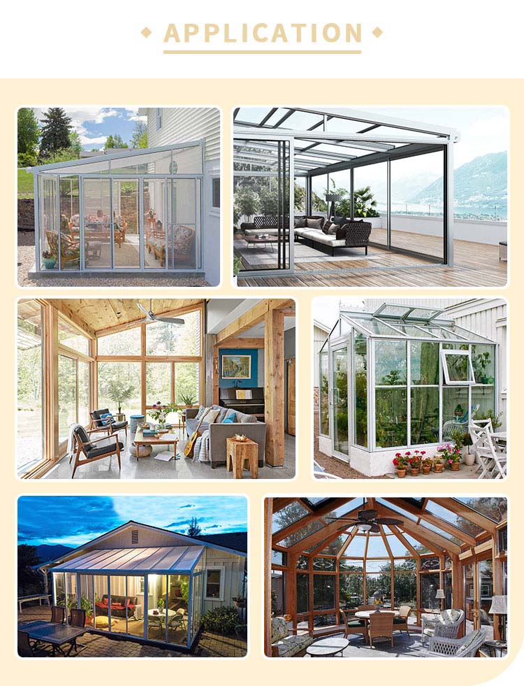 Chinese Top Hardware Sunrooms Glass Houses Container House with Polygon Roof Molding
