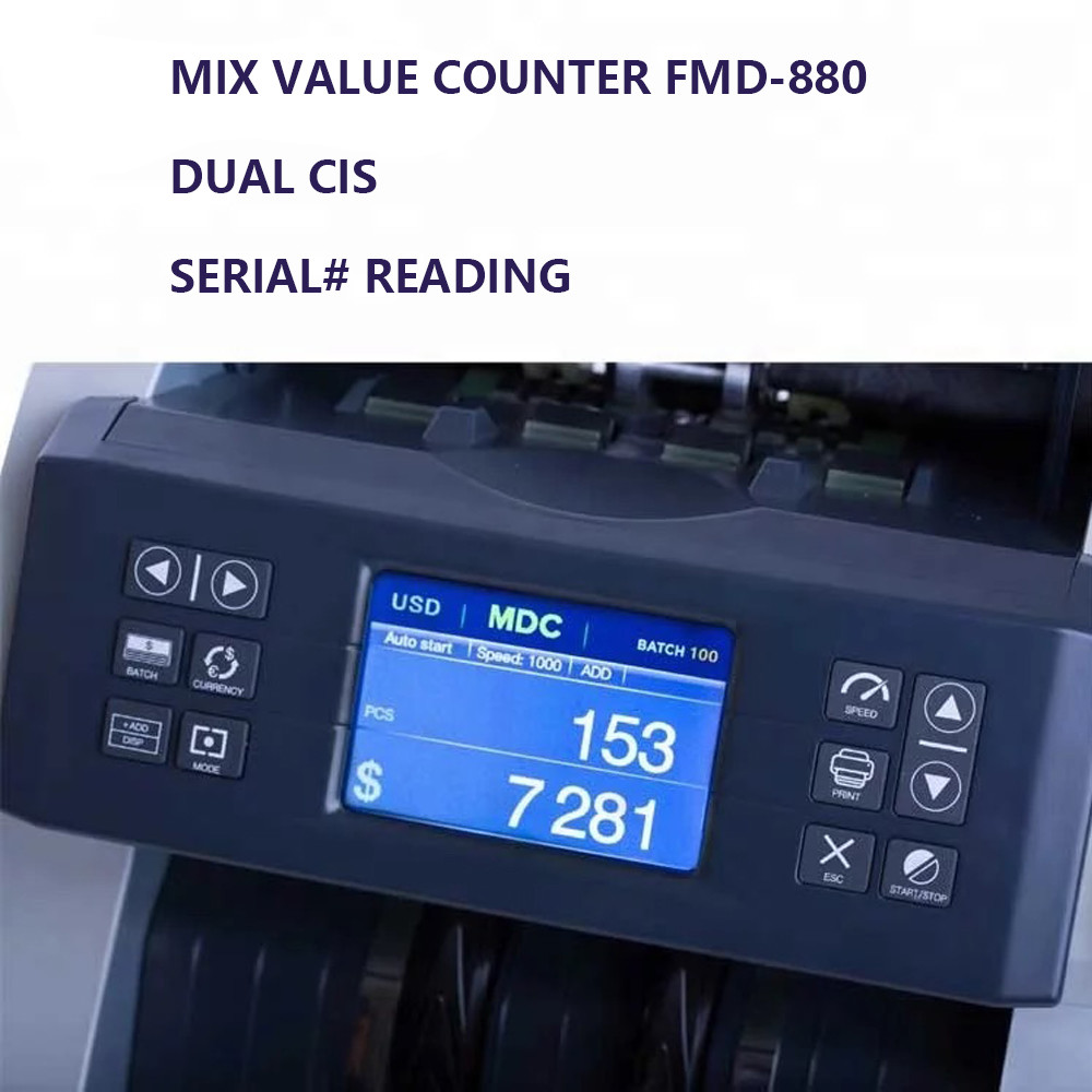 FMD-880 two cis one pocket bank note counter and sorter USD EUR mix value counting machine mixed denomination bill count