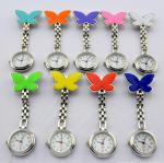 Fashion Butterfly Metal Nurse Doctor Watch Clip Nurse Hang Watch With White Face