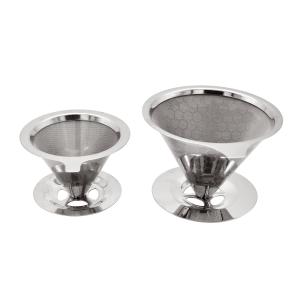 China 145mm Sustatinable Stainless Steel Coffee Cone Fine Strainer With Stand factory
