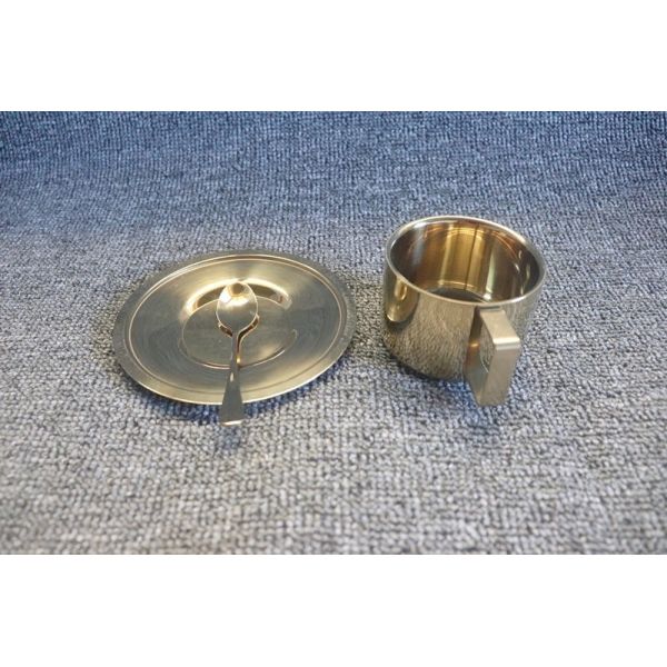 Restaurant Stainless Steel 200ml Full Set Coffee Mug And Saucer With Plate