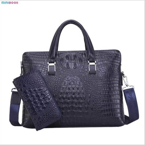 End Crocodile Embossed Genuine Leather Business Handbags Briefcase Laptop Bag