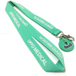 China 1 Side 1 Color Green Custom Polyester Lanyards / Neck Strap Lanyard factory