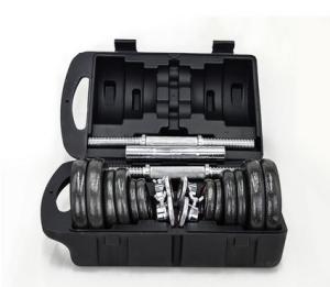 China gym black painting dumbbell 15kg 20kg 30kg set with four collars factory