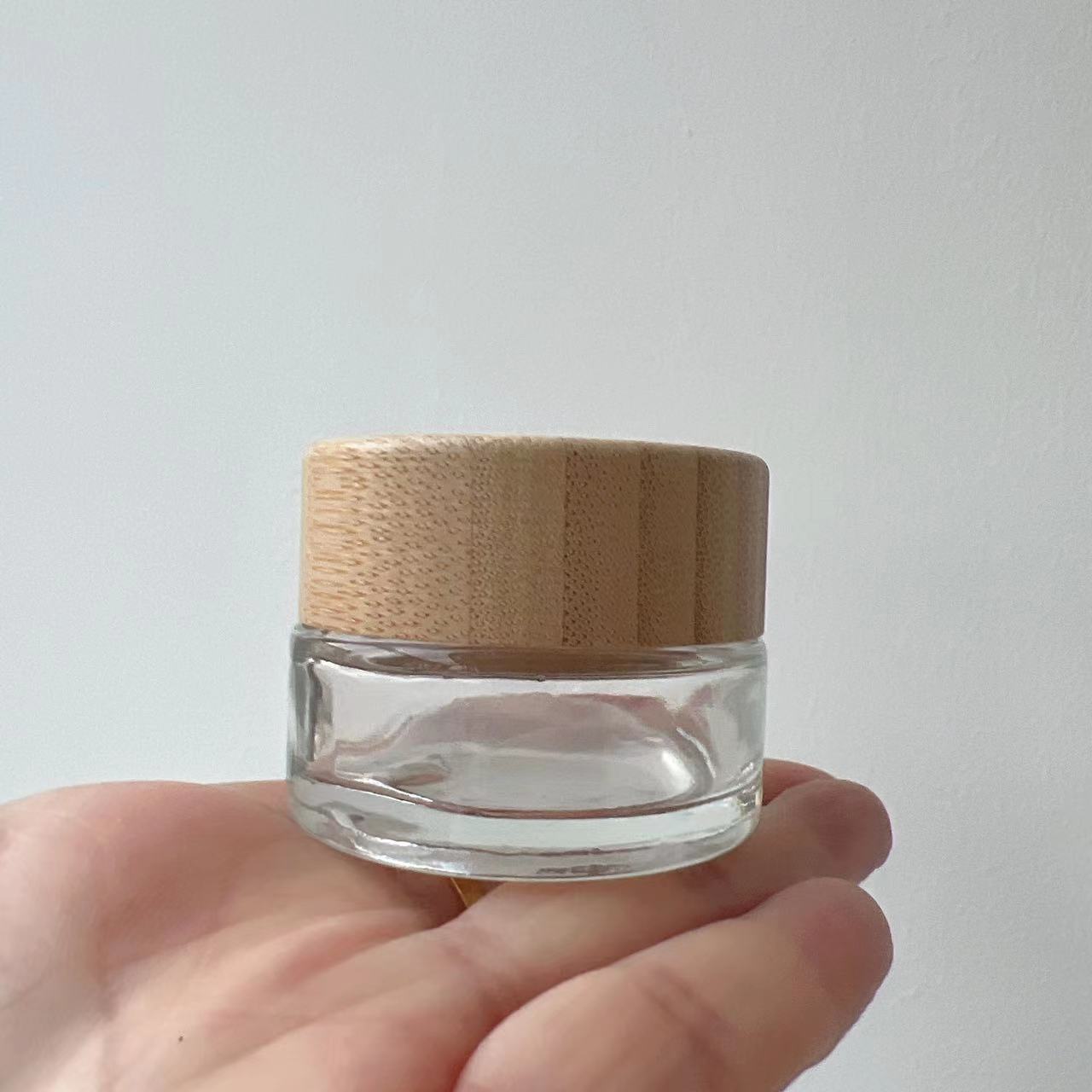 Cosmetic Jar with wood Lid 5g 10g 15g 20g 30g 50g 100g Cream Glass jar with Acacia wooden Cap