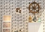White Fake Brick Wall Covering / Removable PVC Vinyl Wallpaper Friction -