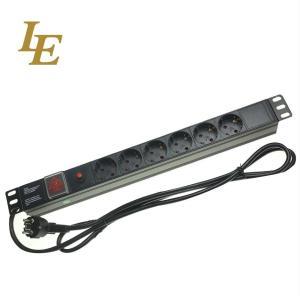 China 19 Inch Aluminum Black 6ways 8outlets Europe Germany Type Power Distribution Unit IT Network Cabinet Smart Socket PDU factory