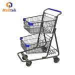 100KGS Load Metal Supermarket Shopping Trolley With 3 Basket
