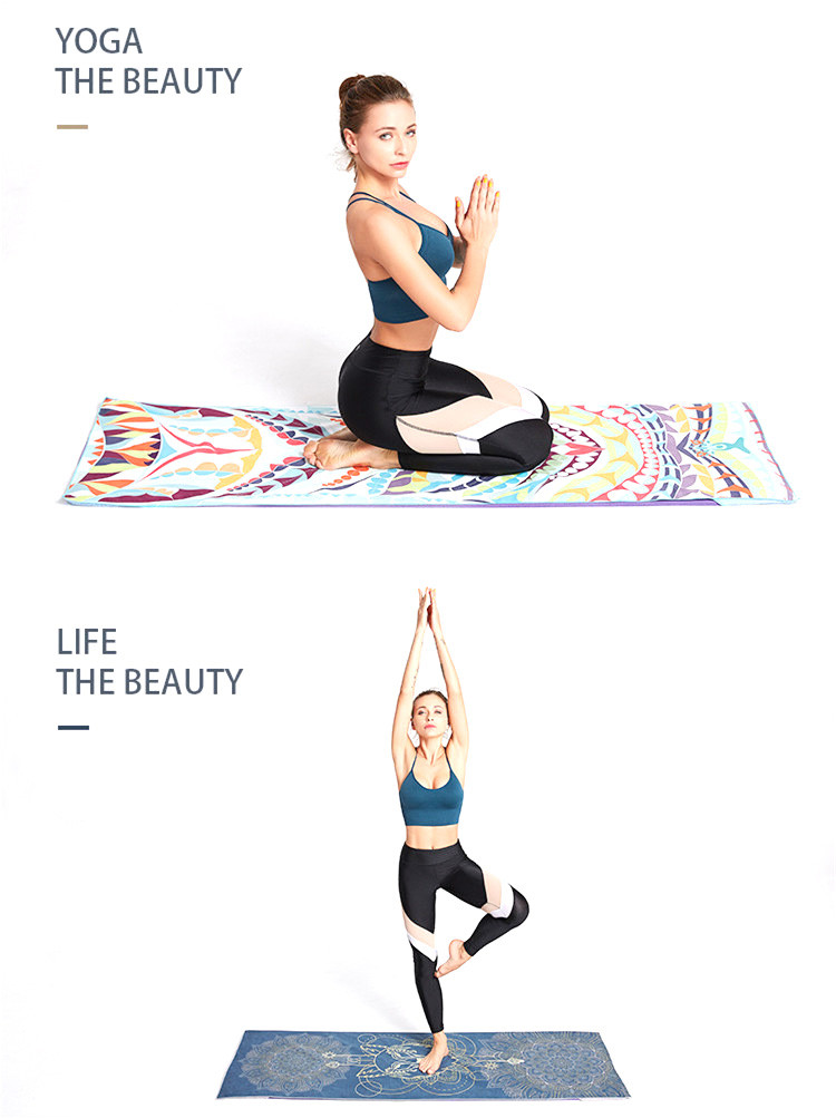 16 Patterns Printed Yoga Towel 185X63cm Microfiber Cover Yoga Mat Towel