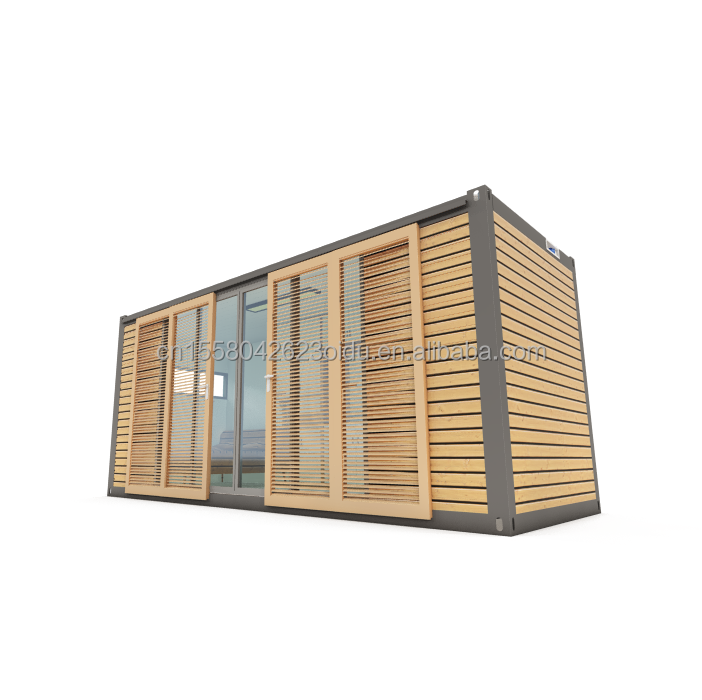 Hotel Accommodation 20ft Prefabricated Container Office House with Wooden Sliding Door and Aluminum Alloy Windows
