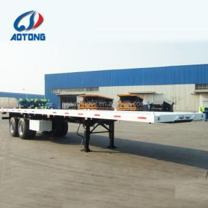 China JUYUAN 55 Ton Tri Axis/2 Axles 40ft Used Flatbed Container Trailer Dependable Certificate factory