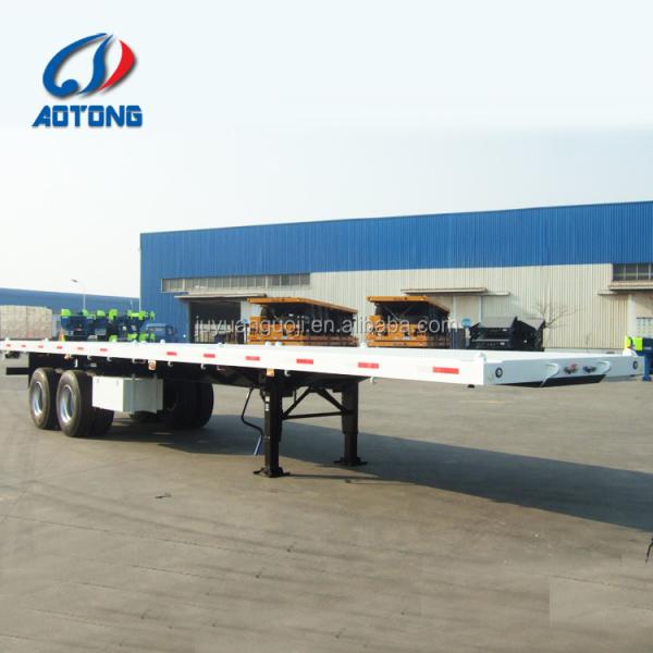 JUYUAN 55 Ton Tri Axis/2 Axles 40ft Used Flatbed Container Trailer Dependable