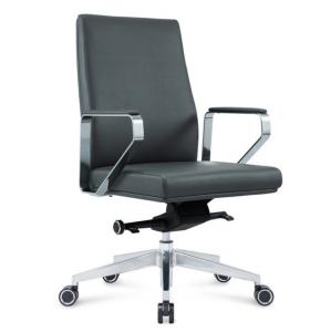 China Mid back leather boss office swivel desk chair reclining massage ergonomic office chair with caster wheel factory