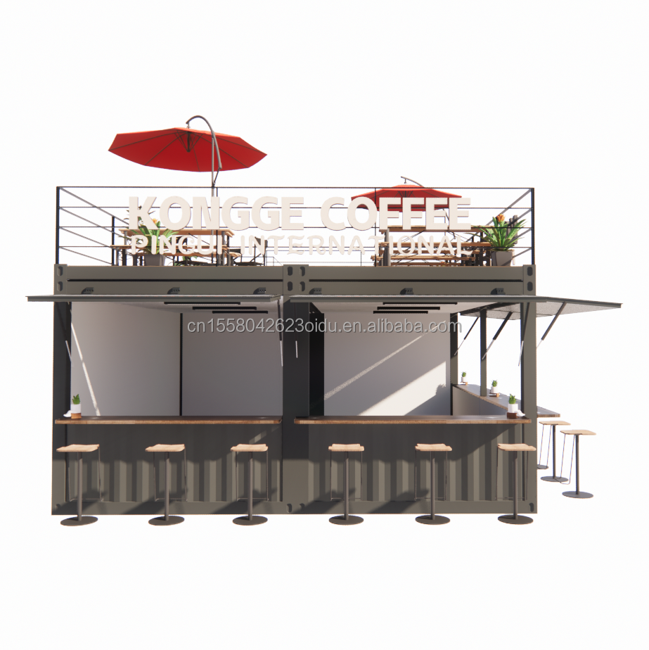Prefabricated Pop up Container Restaurant Shop Street Food Kiosk with Galvanized Steel Square Tubes Design