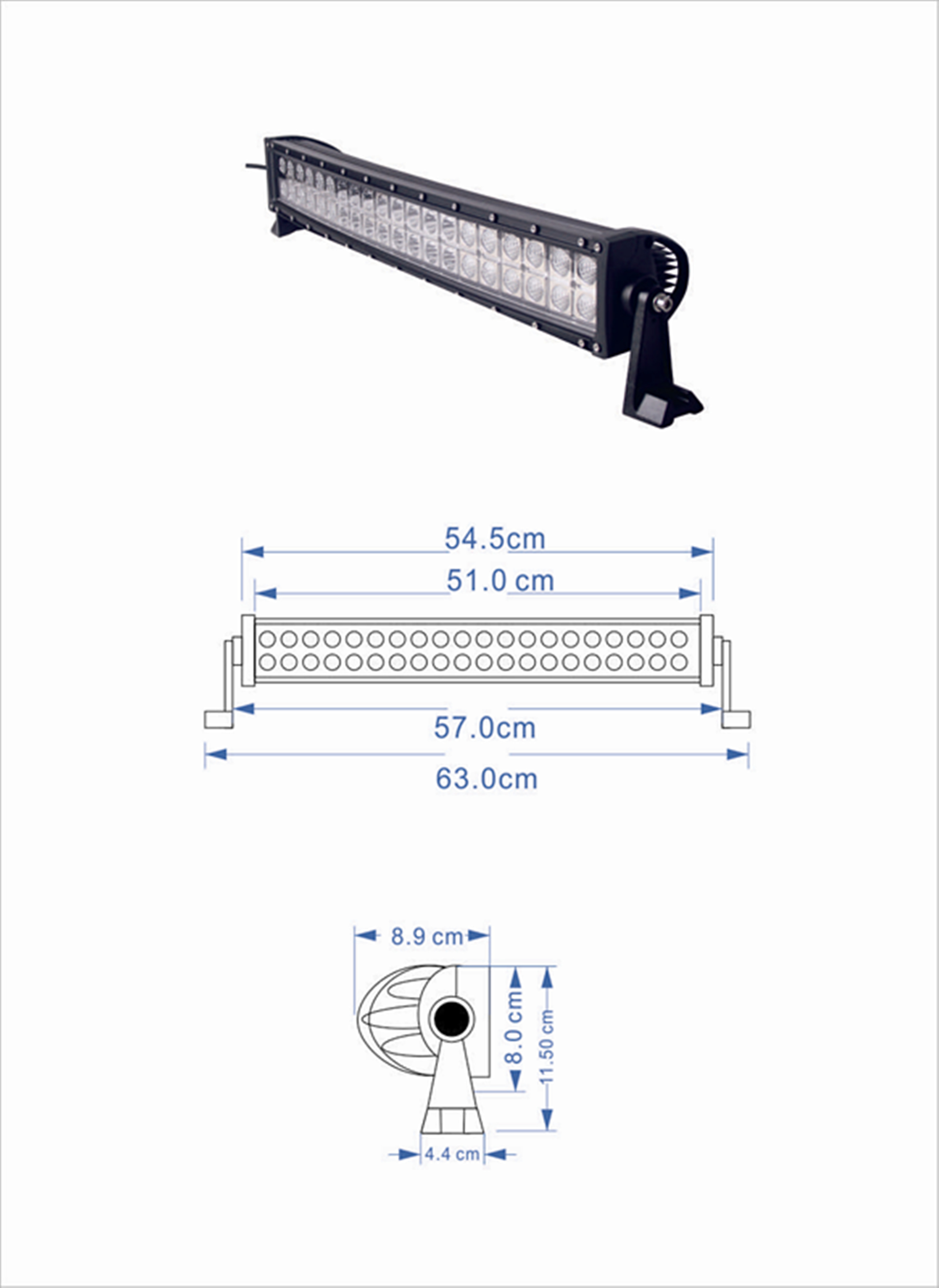 20 Inch 120W Epistar Led Curved Double Row Light bar with Spot/ Flood/ Combo beam waterproof for ATVS, truck, car