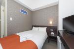 Newcastle hotel style apartment furniture laminate panel bed with side table and