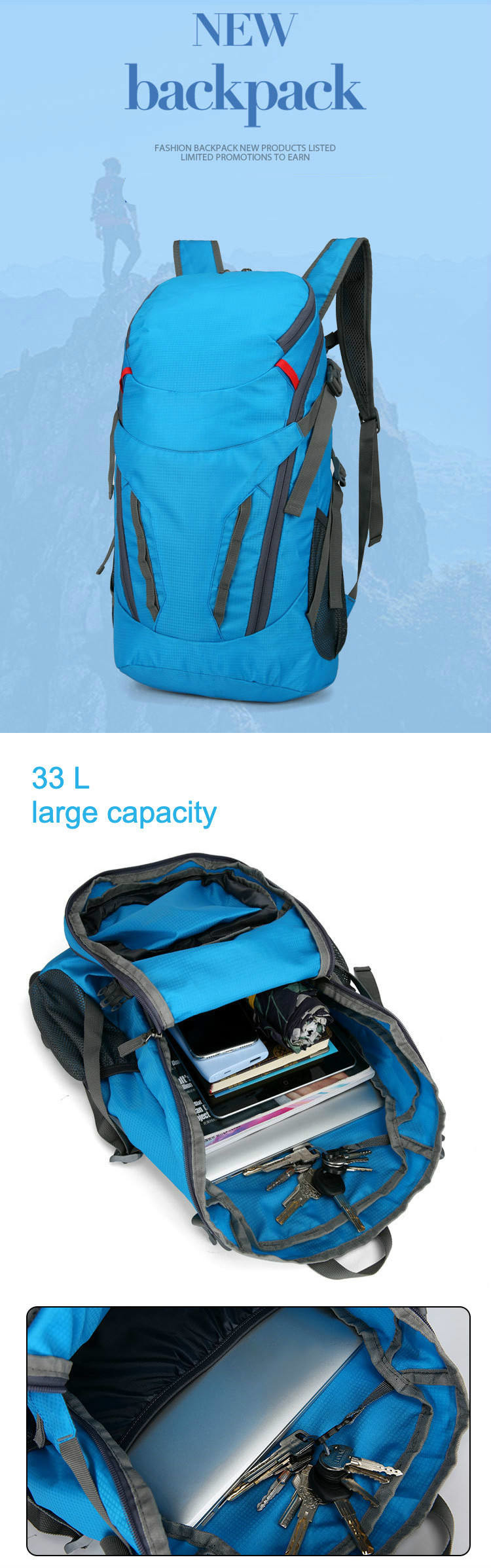 Lightweight Packable Travel Hiking Backpack Daypack 35L Foldable Camping Backpack