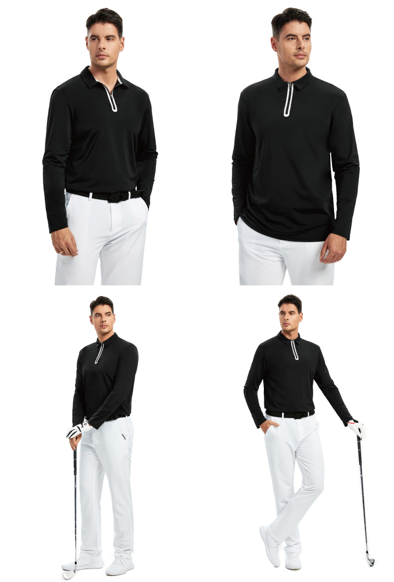 Moisture Wicking Dry Fit Long Sleeve Customize Streetwear Half Zip Up Neck Golf Shirt