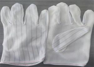 China PU Palm Dot Plastic Stripe Esd Safe Gloves Polyester For Clean Room factory