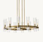 Modern Luxury Brass Glass Chandelier Ravelle Round Chandelier 36"