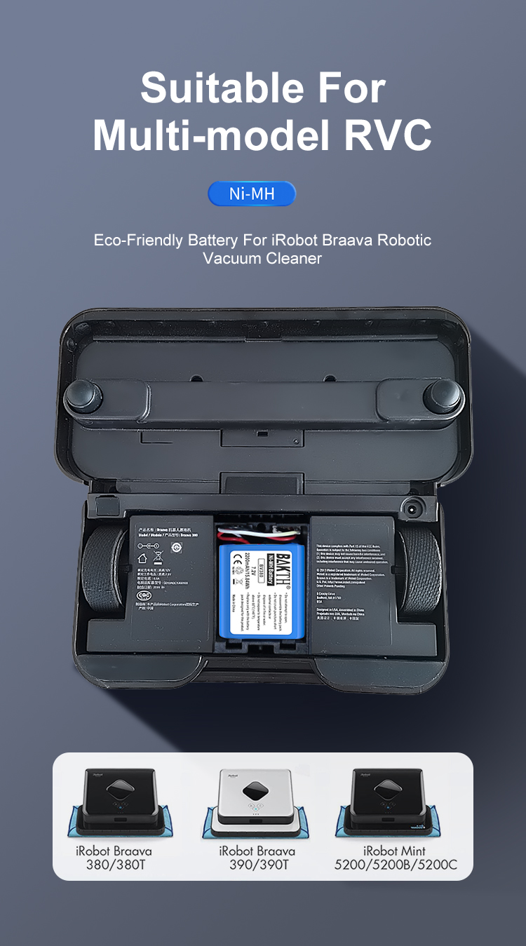 7.2V 2200mAh Nickel Metal Hydride Battery Pack Robotic Vacuum Cleaner Use 15.84wh
