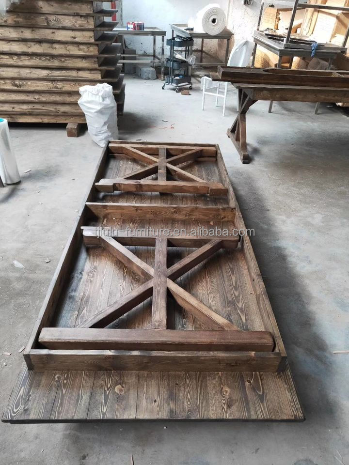 Mail Packing Y Solid Wood Main Material Outdoor Wedding Event Rental Dining Farm Tables Folding Table